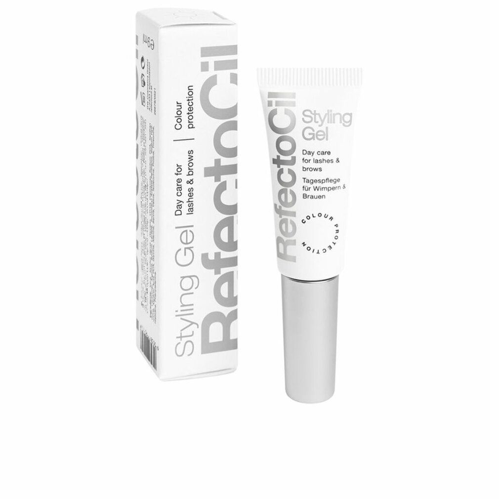 Produkt und Verpackung. Tube Styling Gel mit silberner Kappe und Karton. Für Wimpern & Brauen.