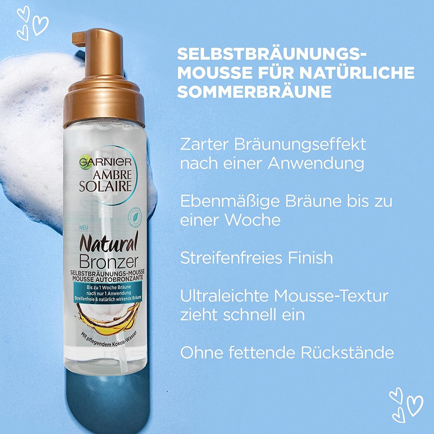 Garnier Selbstbräunungsschaum, pflegender Selbstbräuner für eine natürliche, fleckenlose Bräune