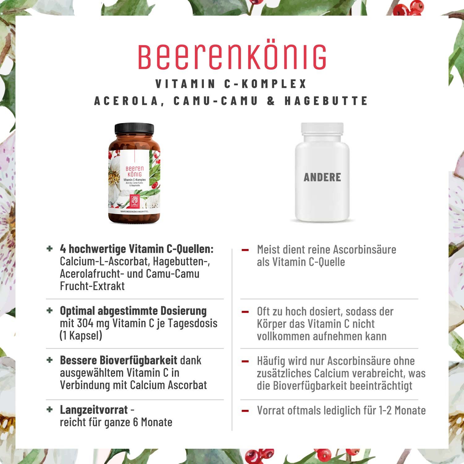 NATURTREU® Berry King - Complexe de Vitamine C avec Camu Camu & Acérola
