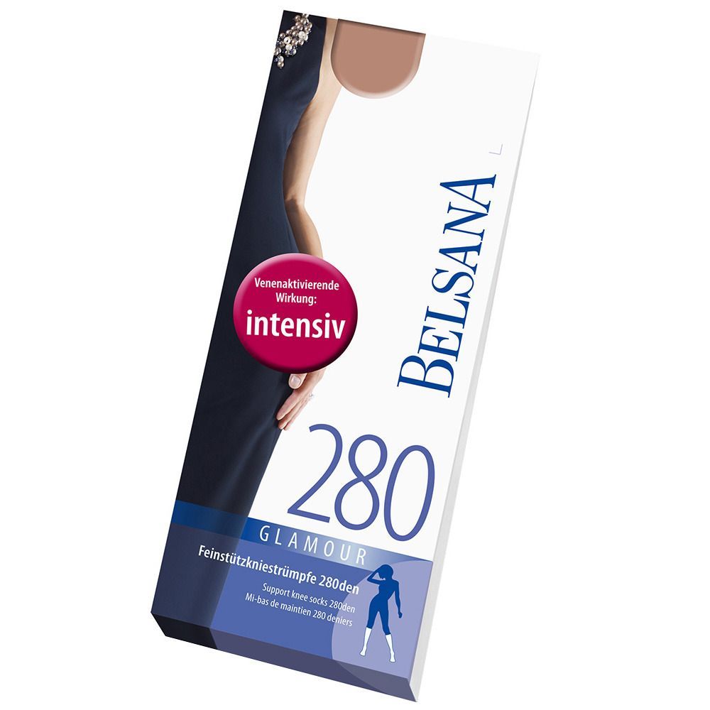 Belsana Stütz 280den Glamour Kniestrumpf Größe small Farbe schwarz lang