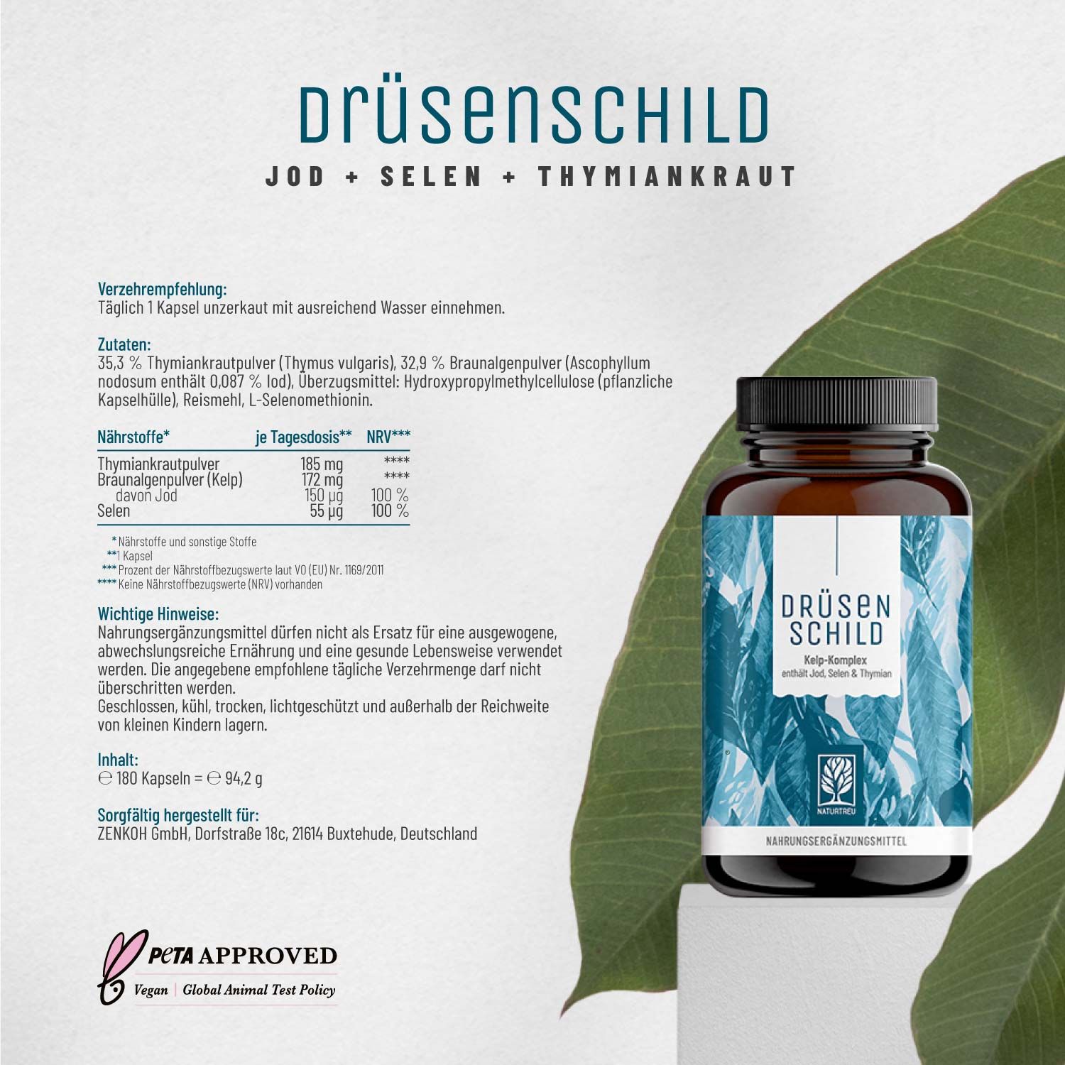 Complexe d'iode (kelp) & sélénium - Bouclier glandulaire - NATURTREU®