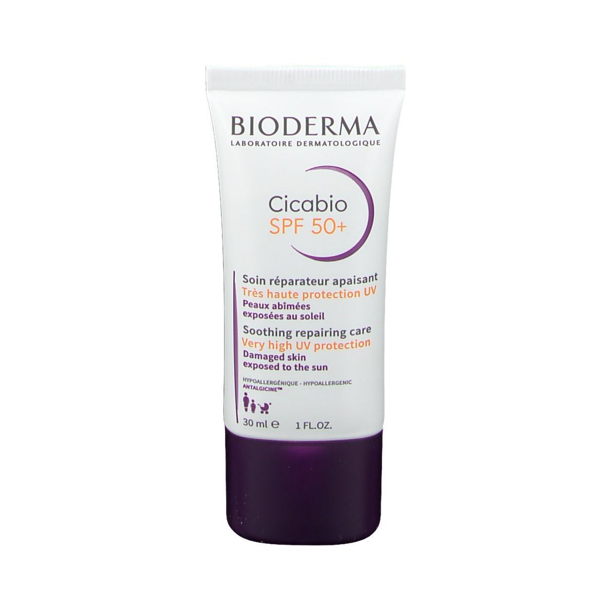 BIODERMA Cicabio SPF 50+ Crème apaisante et réparatrice pour les peaux endommagées avec protection solaire