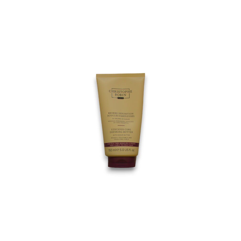 Beige Tube. Text: Christophe Robin, Luscious Curl Defining Butter. Brauner Verschluss. 150 ml.