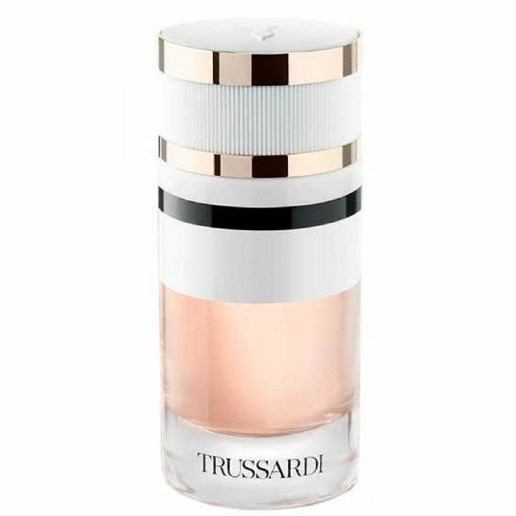 Trussardi Pure Jasmine Eau de Parfum Spray in Glasflasche mit weißem und goldenem Design.