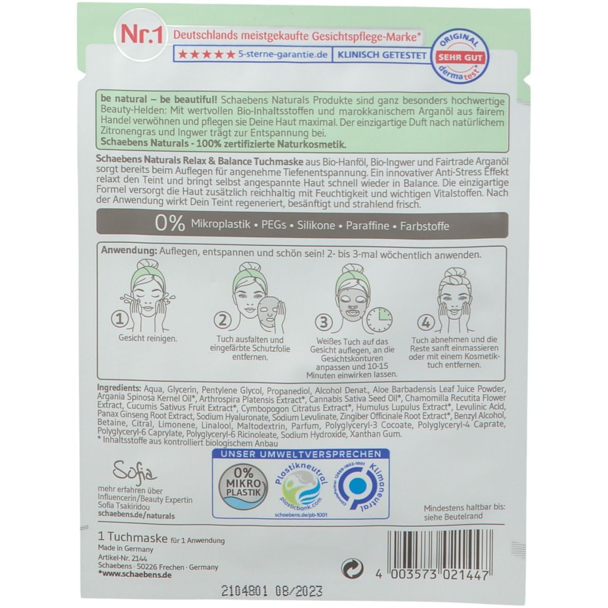 Schaebens NATURALS MASQUE Relax & Balance
