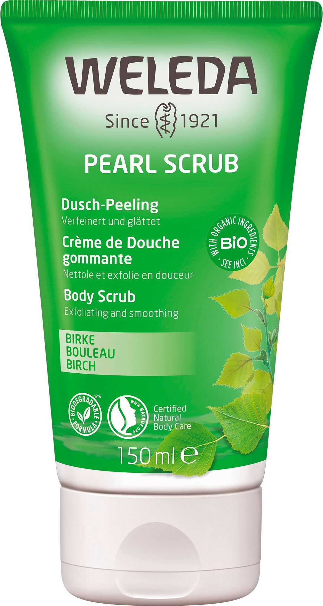 Weleda Pearl Scrub Dusch-Peeling Birke - verfeinert & glättet, für spürbar seidig zarte Haut