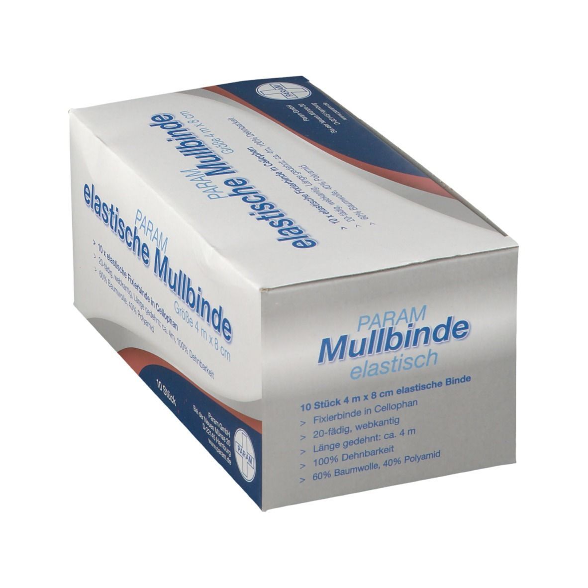 PARAM Elastische Mullbinden in Cellophan 4 m x 8 cm