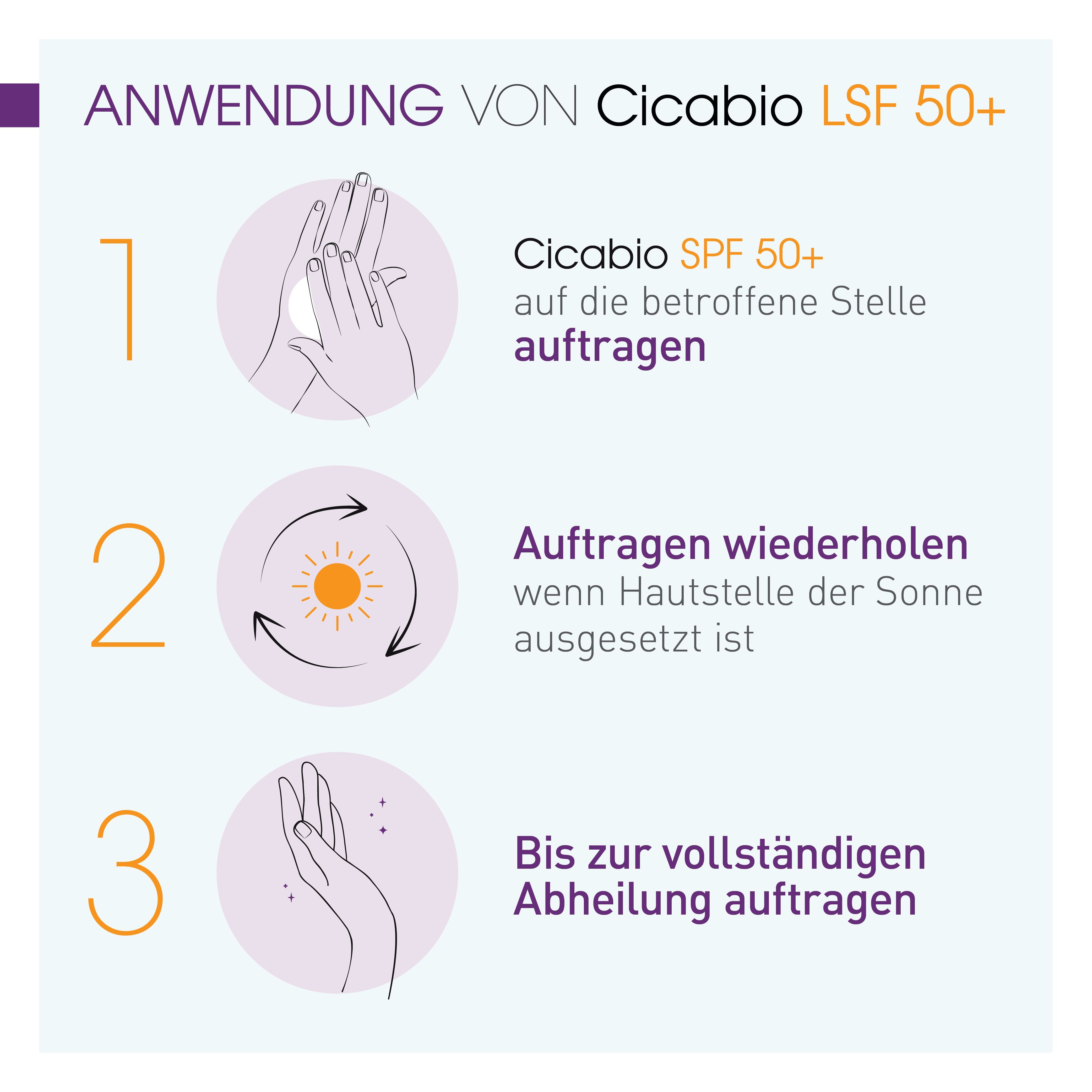 BIODERMA Cicabio SPF 50+ Crème apaisante et réparatrice pour les peaux endommagées avec protection solaire
