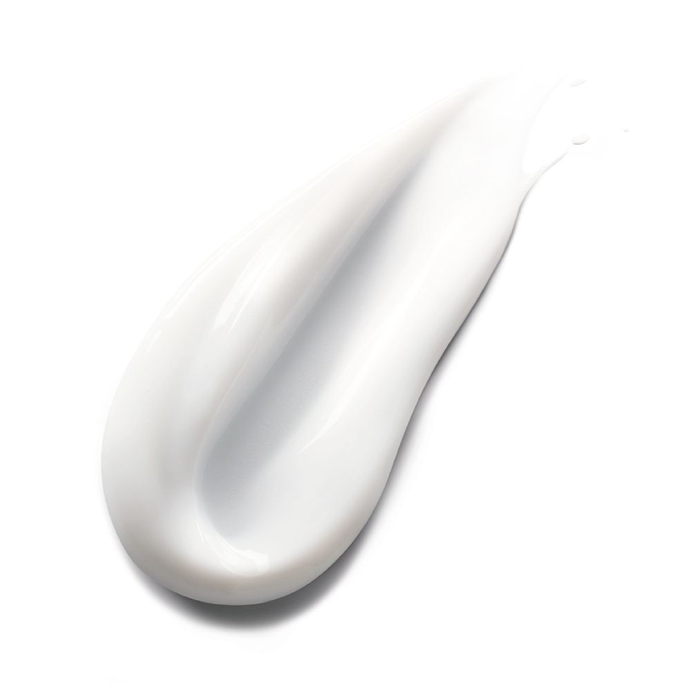 Produit crème blanc, en forme de vague sur fond blanc. Texture visible.