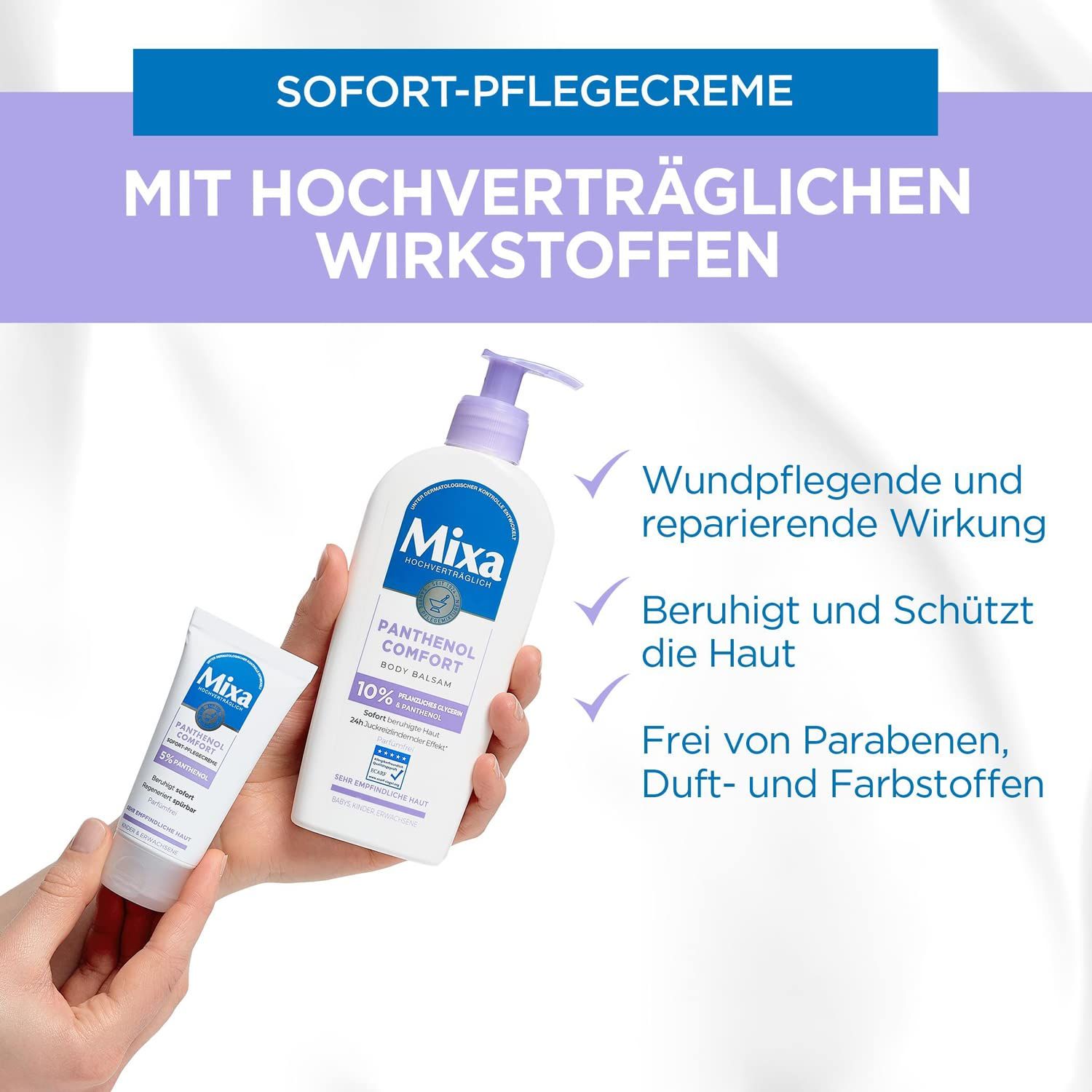 Mixa Crème de soin immédiat pour peaux sensibles et irritées, crème cicatrisante contre les rougeurs