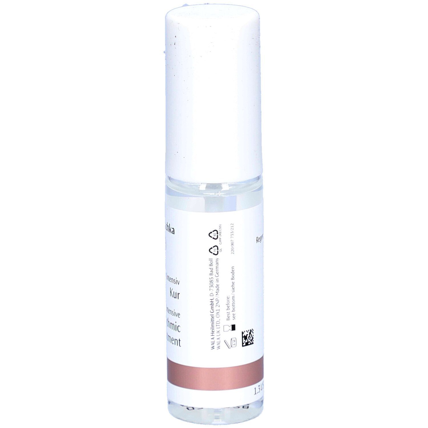 Flacon spray transparent avec bouchon blanc. Inscription: Regenerating Intensive, 1.3 US fl oz / 40ml.