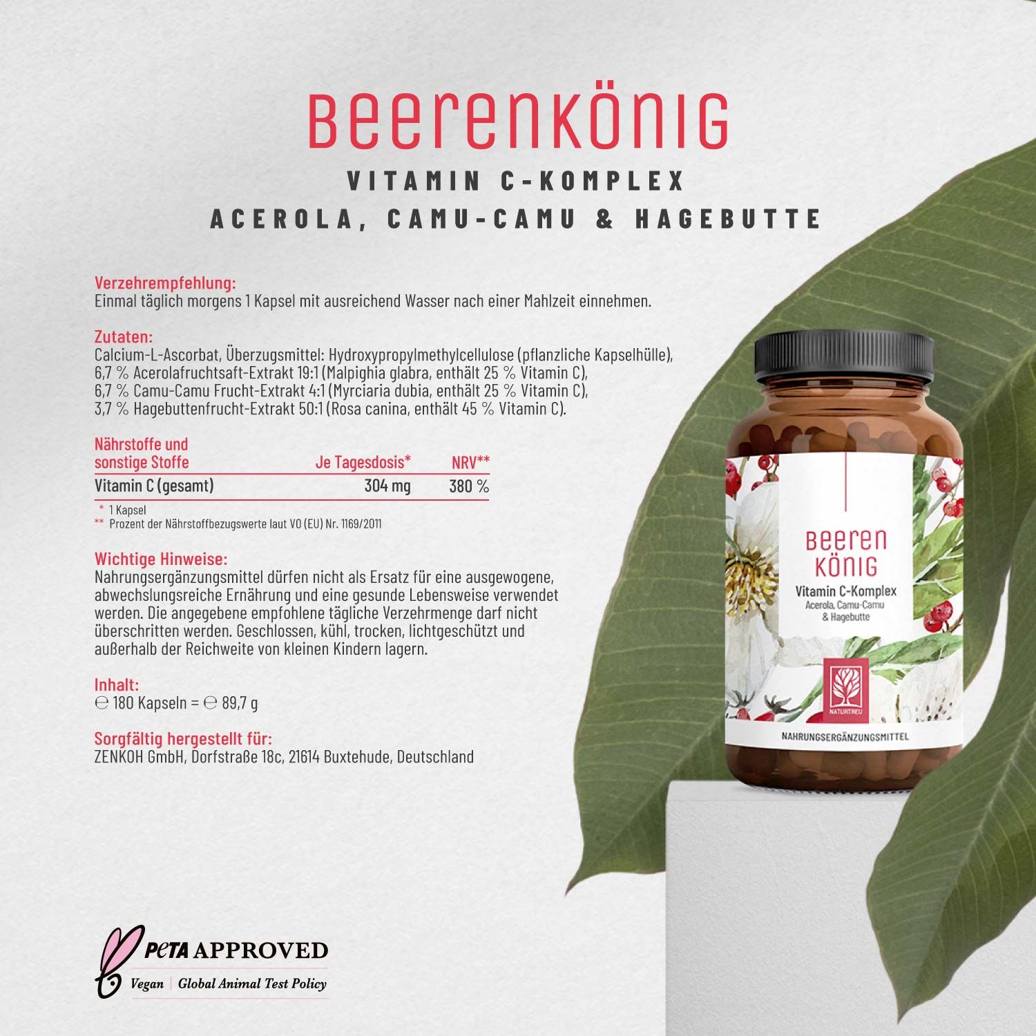 NATURTREU® Berry King - Complexe de Vitamine C avec Camu Camu & Acérola