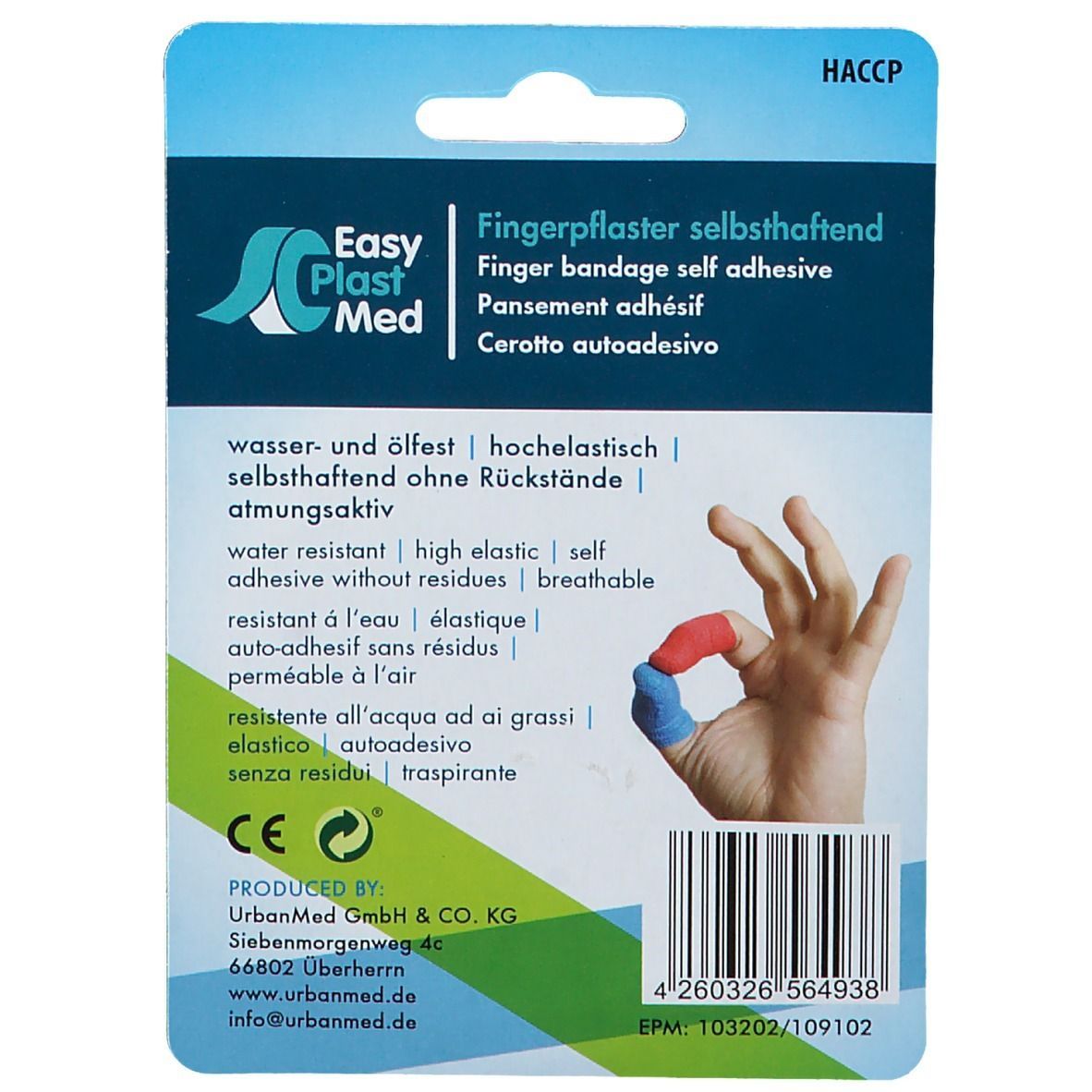 EasyPlast Med Plâtre pour les doigts sans colle 2,5 cm x 4,5 m