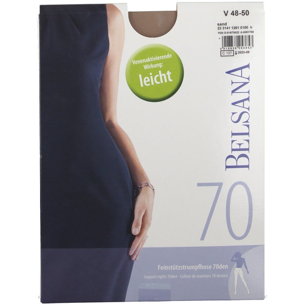 Belsana 70den Feinstützstrumpfhose Größe 5 Konfektionsgröße 49 - 51 Sand