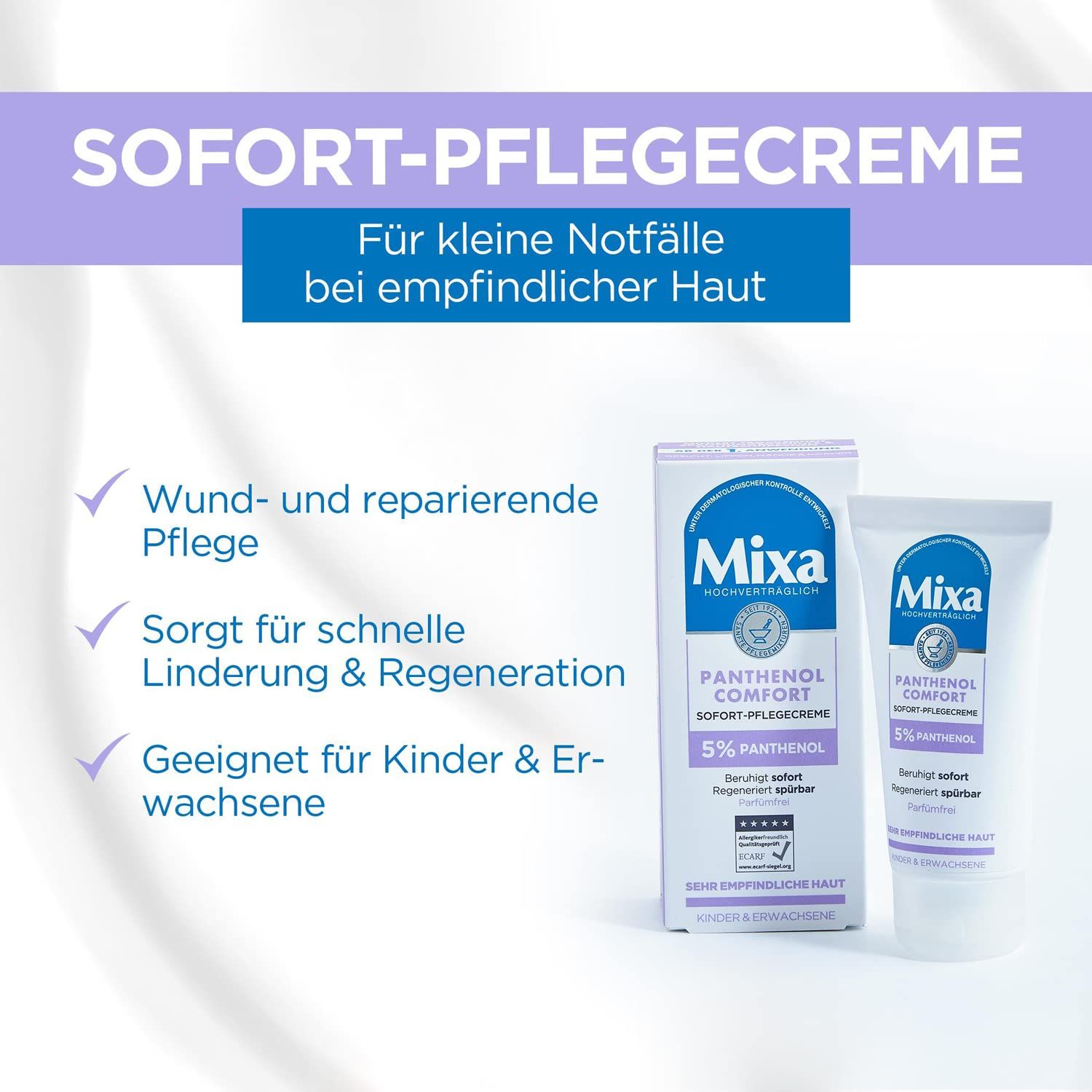 Mixa Crème de soin immédiat pour peaux sensibles et irritées, crème cicatrisante contre les rougeurs