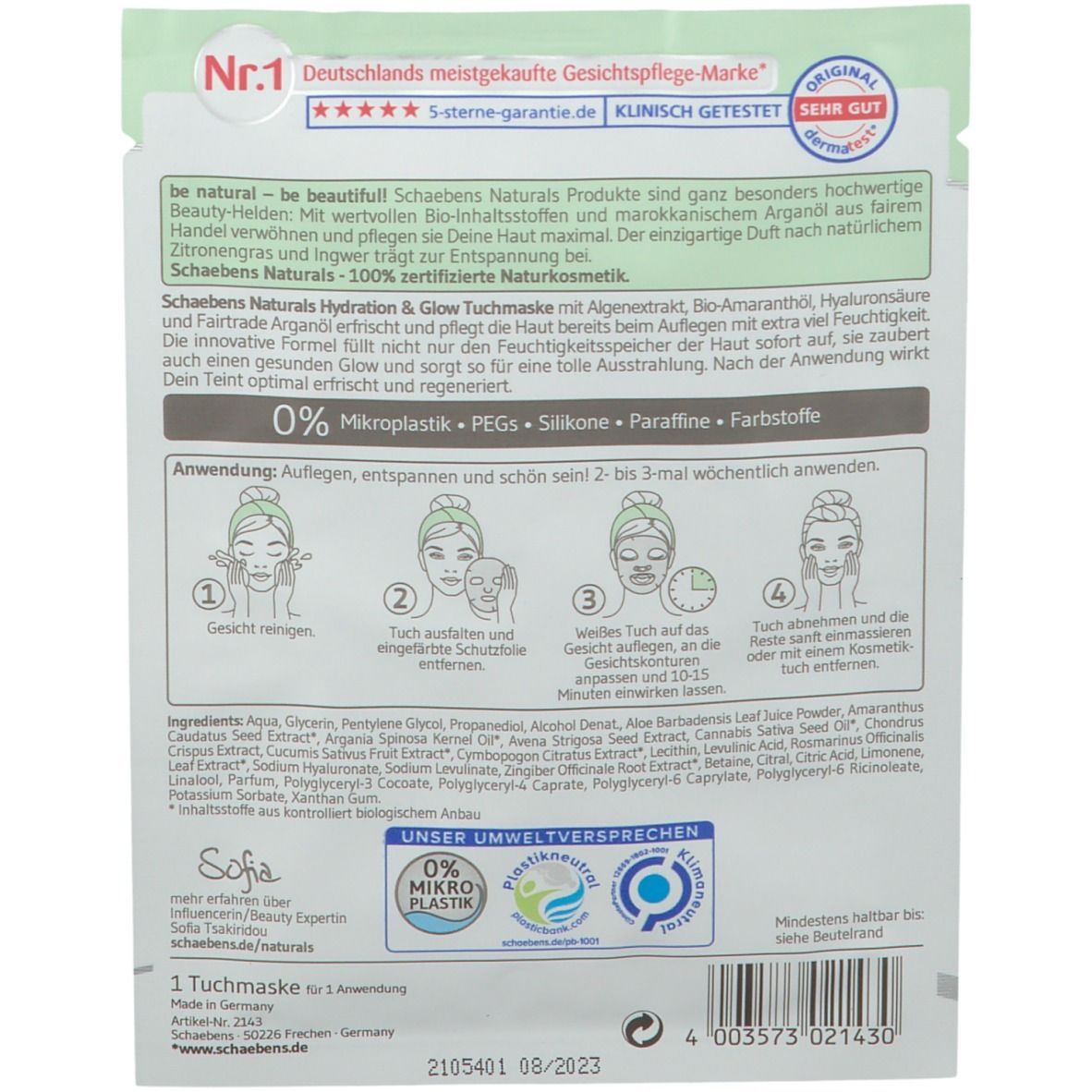 Schaebens NATURALS Hydratation & MASQUE Éclatant