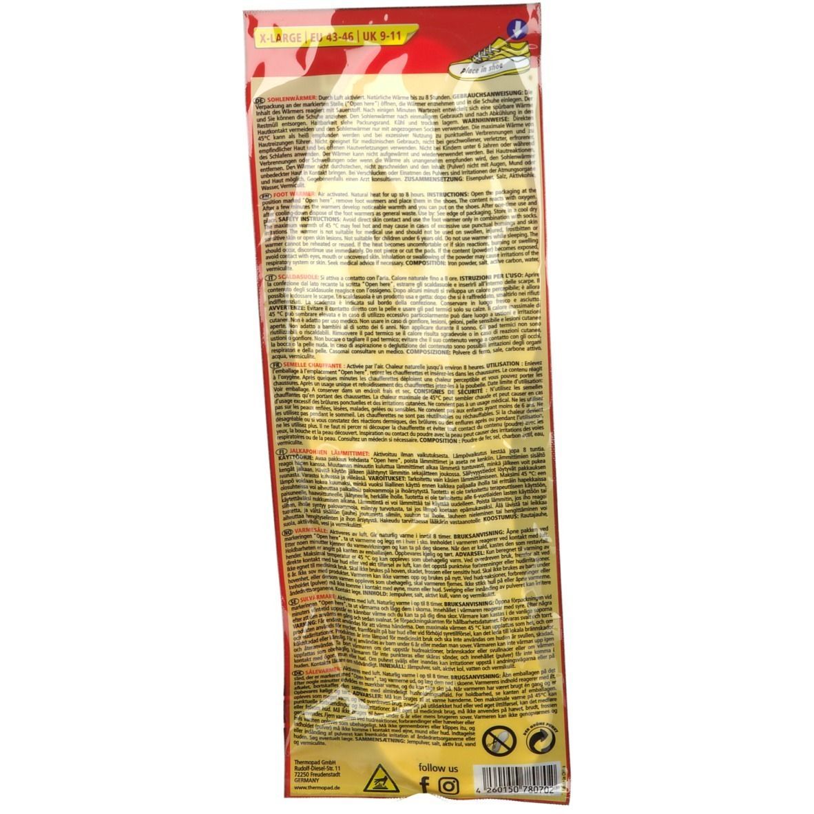 thermopad® Semelle chauffante taille XL EU à partir de 43