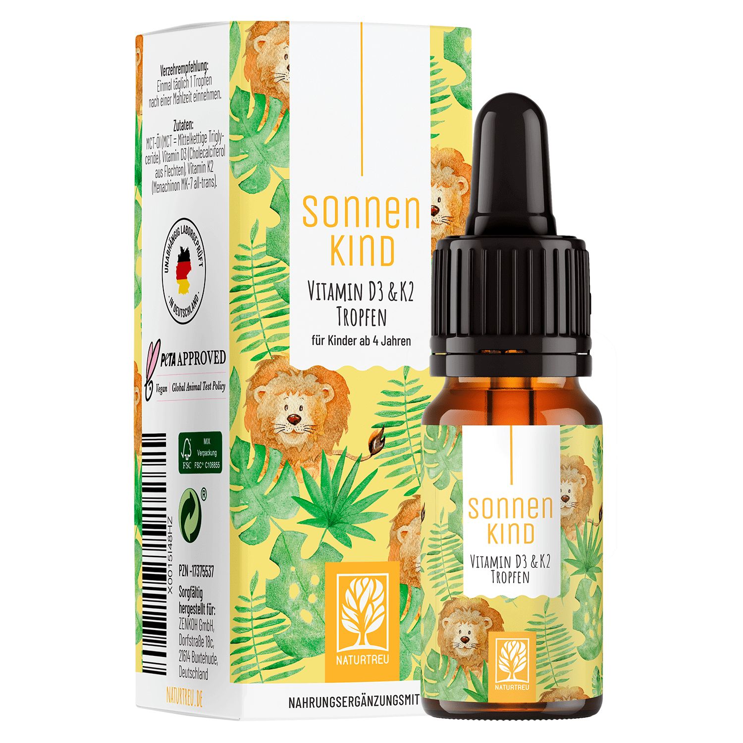 Vitamin D3 & K2 Tropfen für Kinder ab 4- Sonnenkind - NATURTREU®