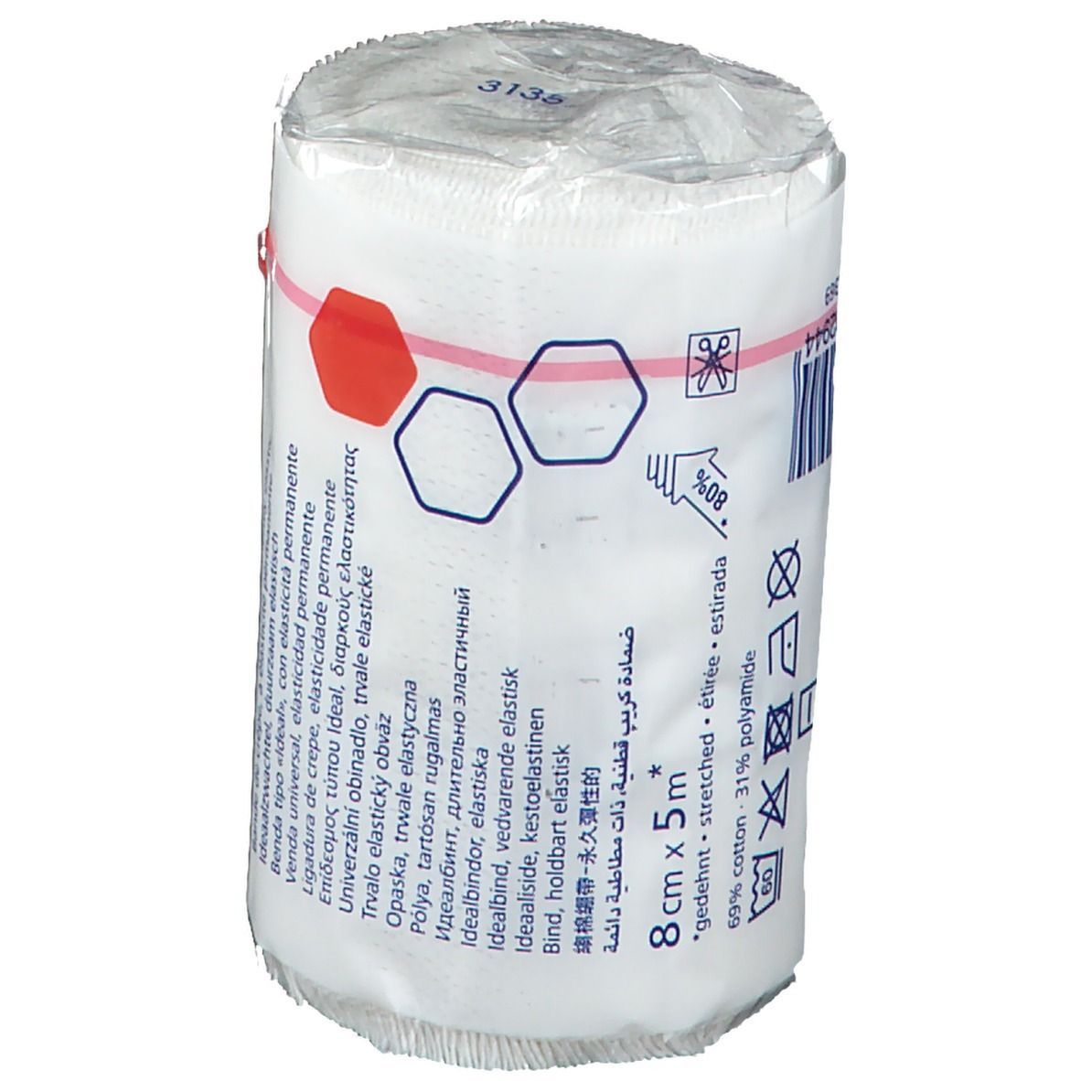 Idealast® Bandage idéal 8 cm x 5 m avec des pinces