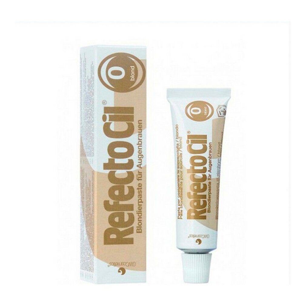 RefectoCil Blondierpaste für Augenbrauen. Tube und Schachtel. Schachtel und Tube mit goldenem Schriftzug.