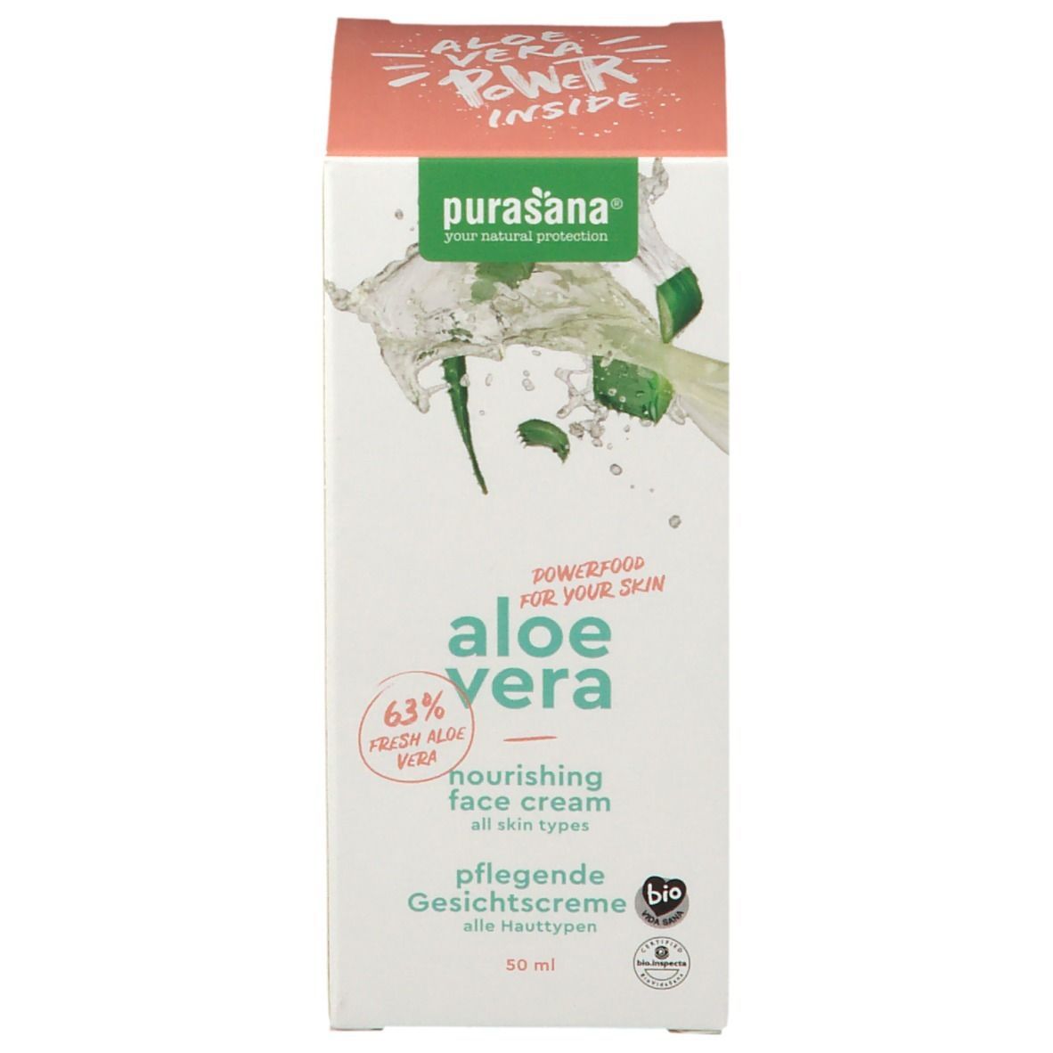 Purasana® Aloe Vera Crème Visage Nourrissante Bio