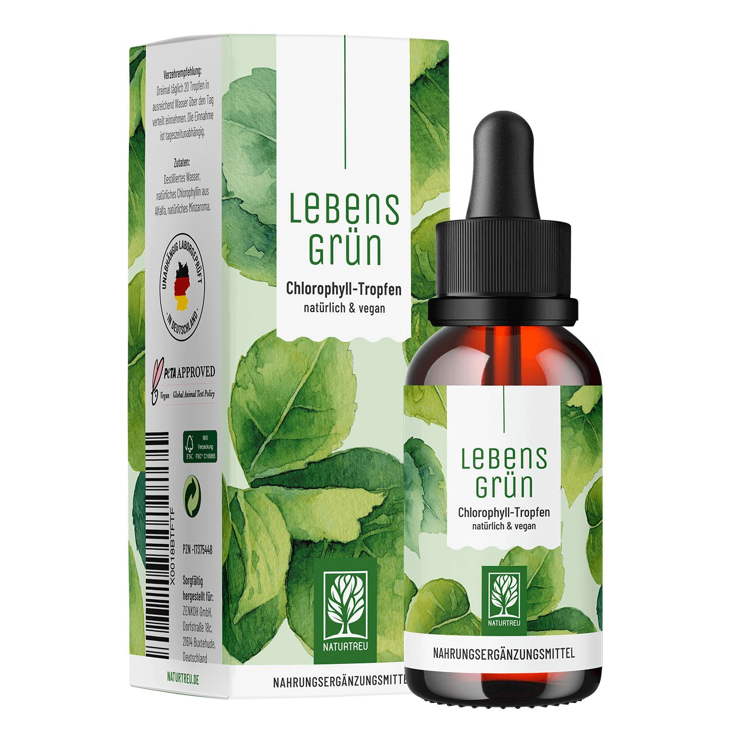 Chlorophyll Tropfen hochdosiert - Lebensgrün - NATURTREU®