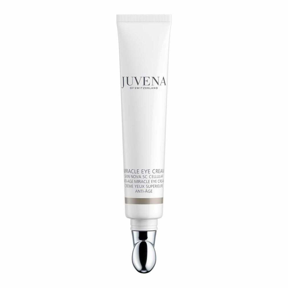 Weiße Tube mit silbernem Applikator. Aufschrift: Juvena Miracle Eye Cream. Anti-Age.