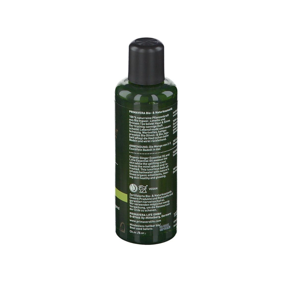 PRIMAVERA® Huile de bain revitalisante gingembre-citron vert bio