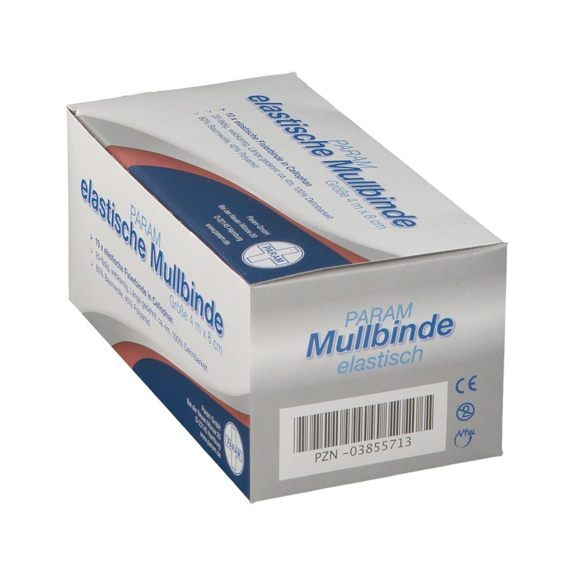 PARAM Elastische Mullbinden in Cellophan 4 m x 8 cm