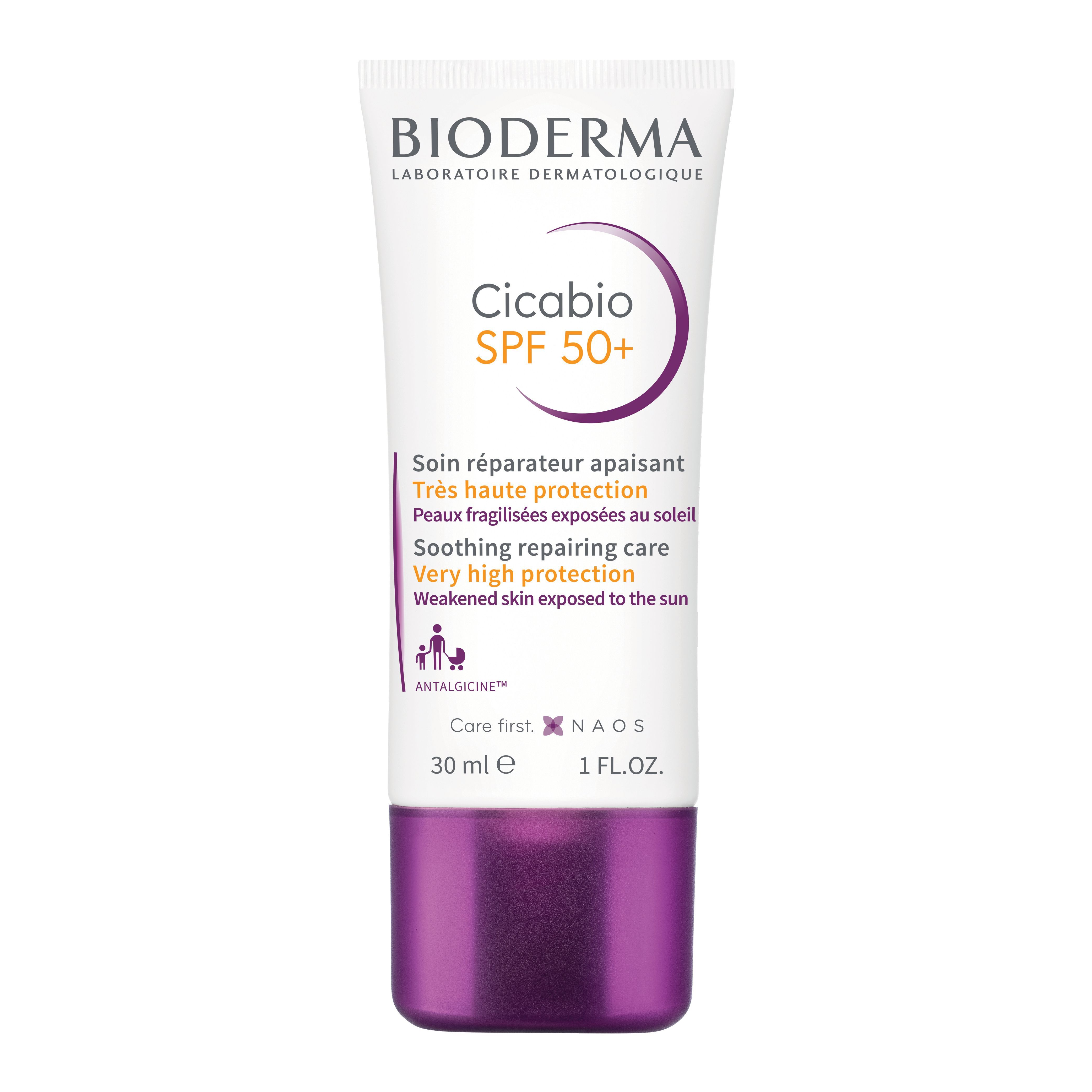 BIODERMA Cicabio SPF 50+ Crème apaisante et réparatrice pour les peaux endommagées avec protection solaire