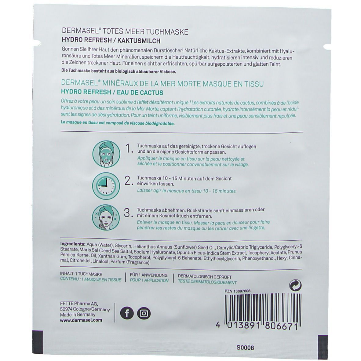 DERMASEL® Totes Meer Masque Lait de cactus