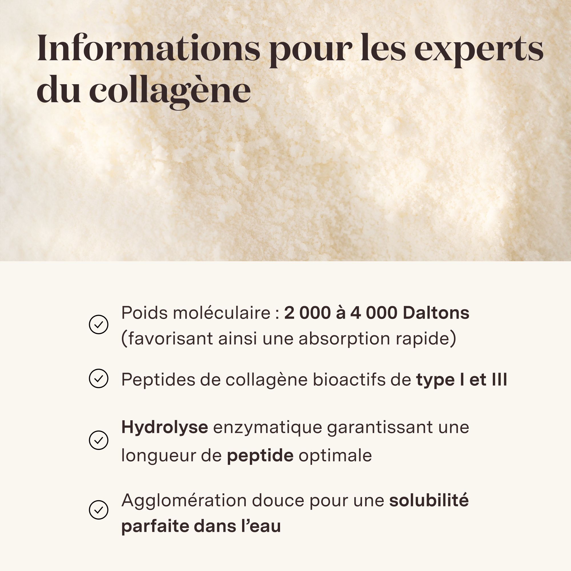 Informationen für Experten zu Glow25 Collagen. Molekulargewicht, Peptide.