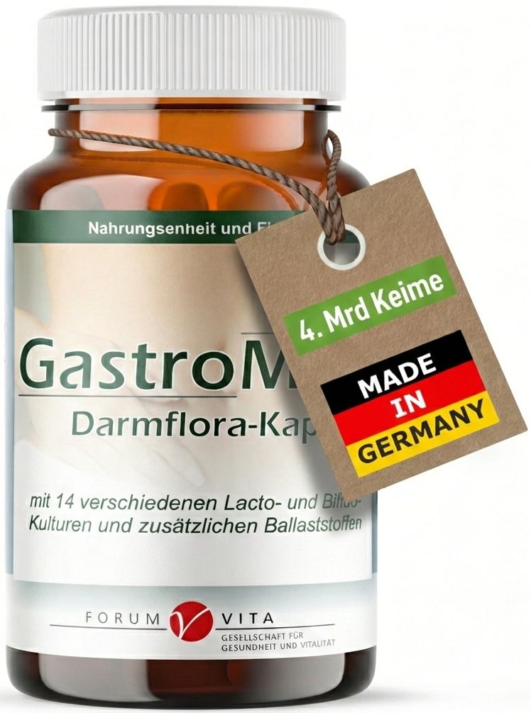 GastroMod Darmflora-Kapseln in einer Flasche. Made in Germany. 4 Mrd. Keime. Mit Anhänger.