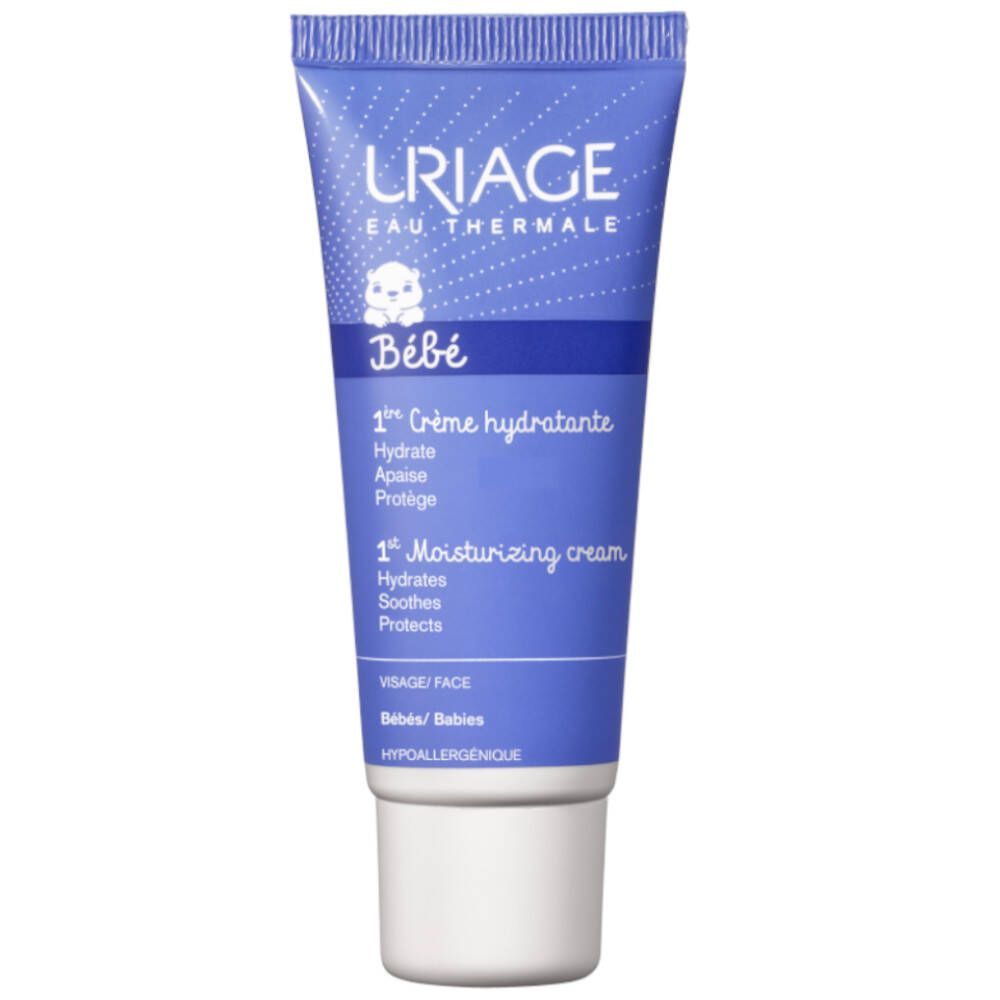 Tube bleu avec nom et logo du produit. Contient un symbole bébé. Bouchon à vis blanc.