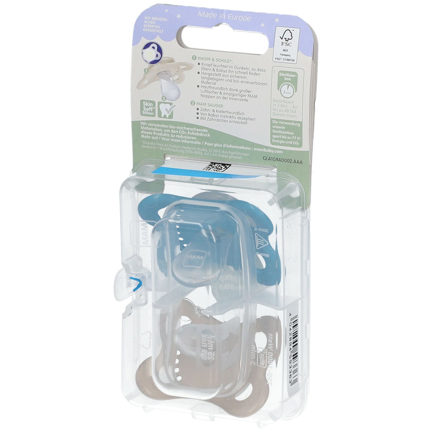MAM Original Pure Night Silicone Tétines 0-6 garçon (couleur au choix)