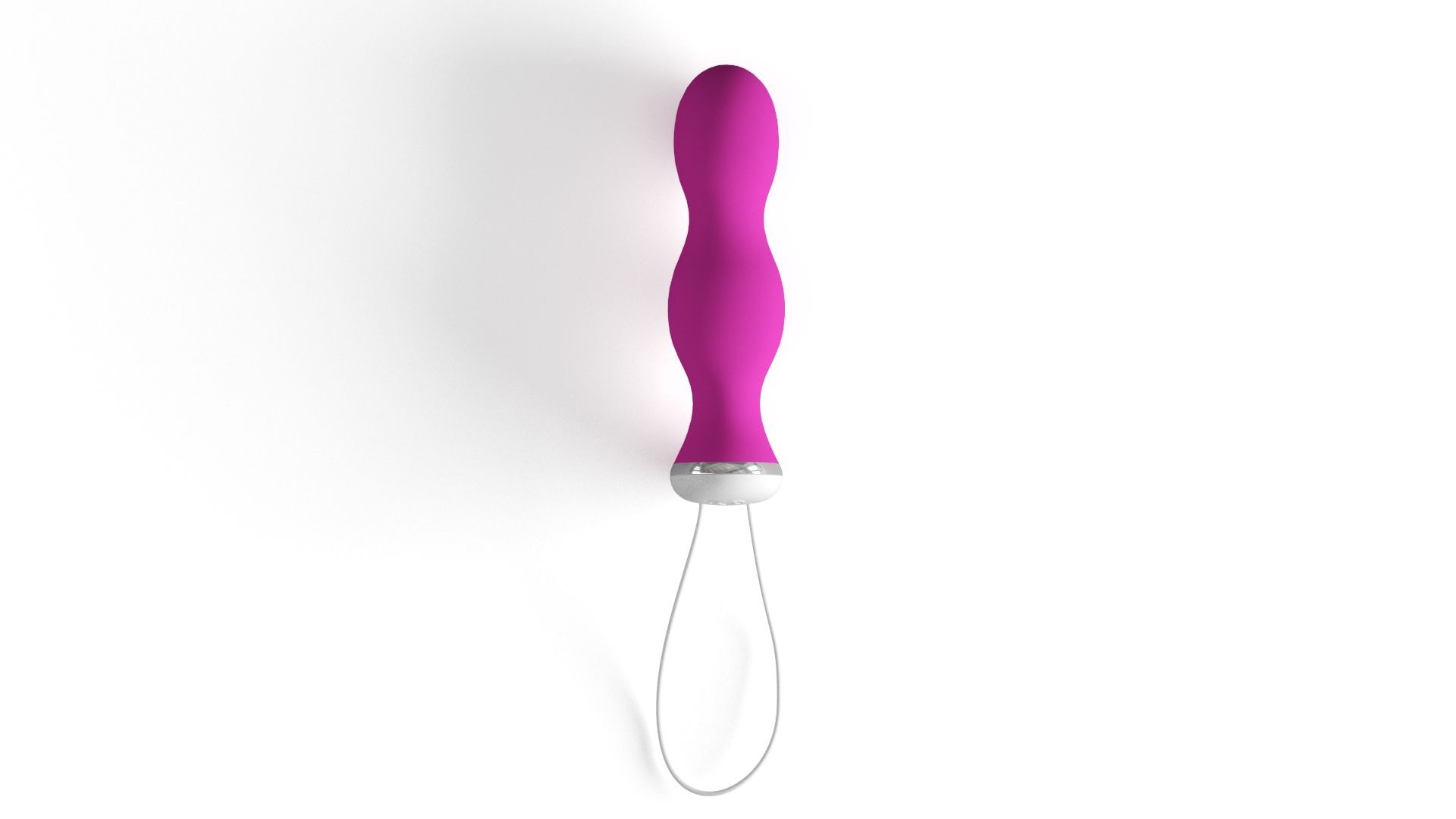 Pinkfarbener Beckenbodentrainer mit weißer Schlaufe. Produktansicht von oben auf weißem Hintergrund.